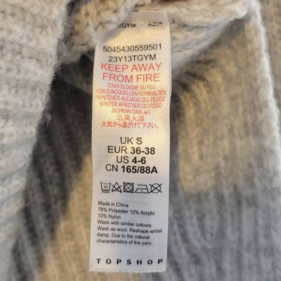 Topshop Womens Pullover Sweater Gray Long Sleeve Mock Neck Tight Knit 4 New‎ - Picture 8 of 9
